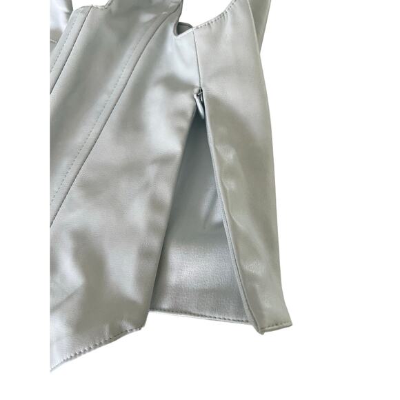 7 for all Mankind Light Blue Corset Top Faux Leather Size Small Lined Side Zip - Picture 3 of 8